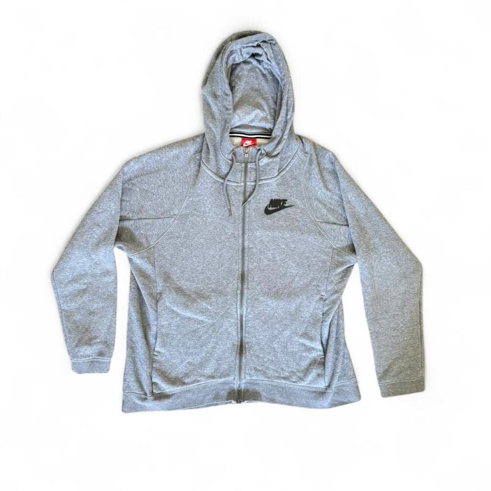 Nike Tech Men’s Full Zip Hoodie Gray Black Logo Athletic Sweatshirt Size Medium